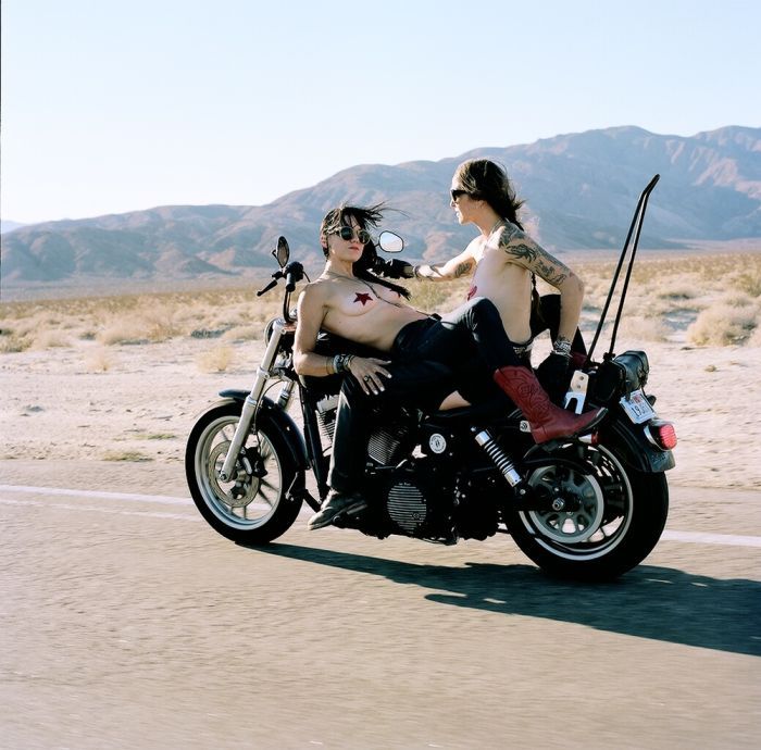 Girls on a motorcycle in Punin