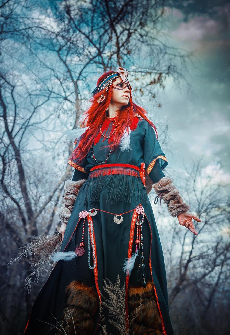 Girls in Slavic costumes underwear in Punin