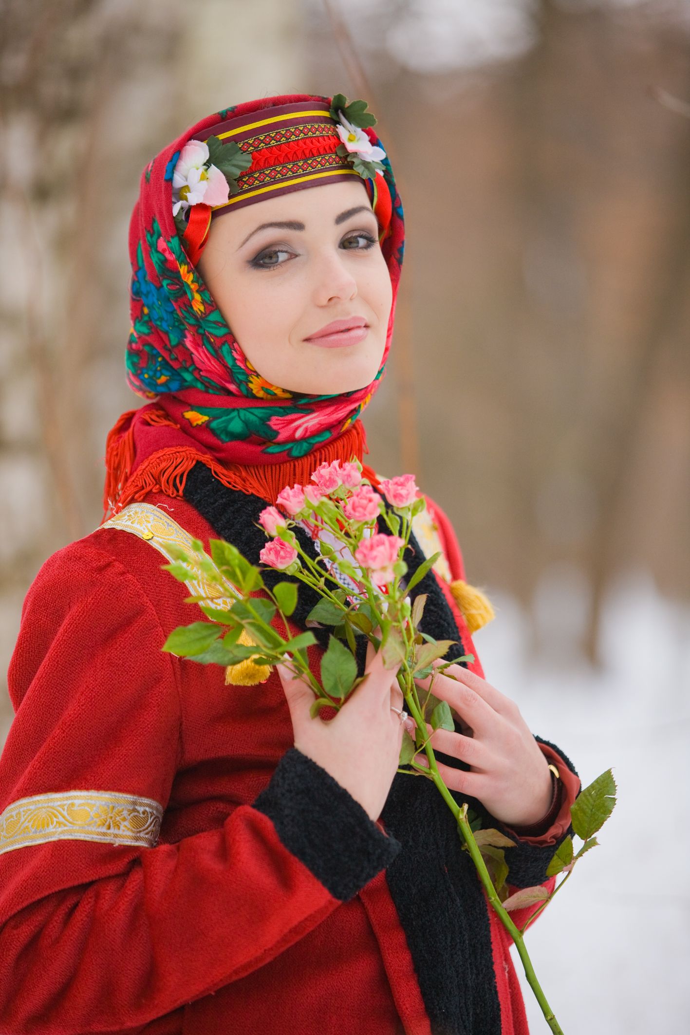 Sexy girl Girls in Slavic costumes in Punin