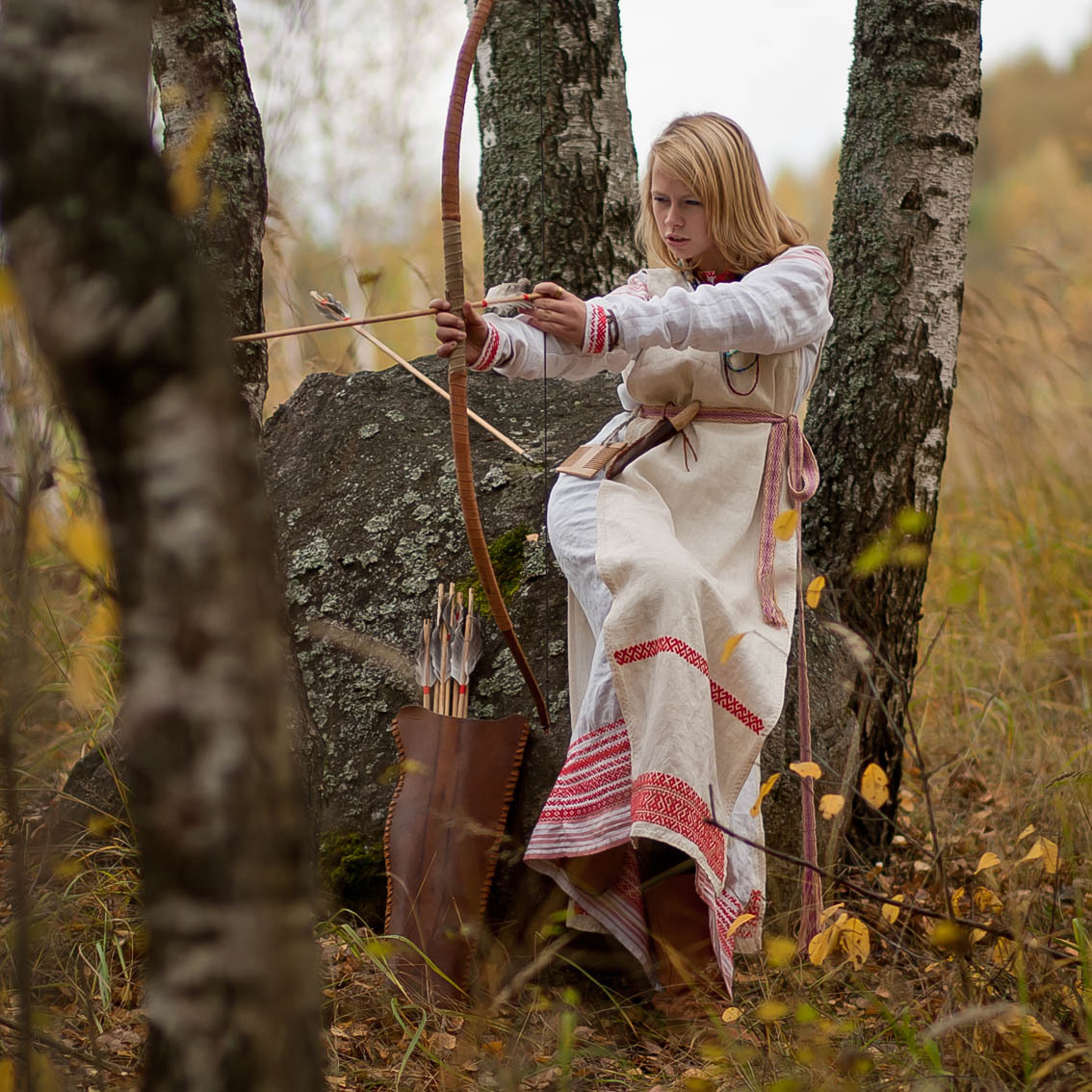 Sexy photo Girls in Slavic costumes in Punin